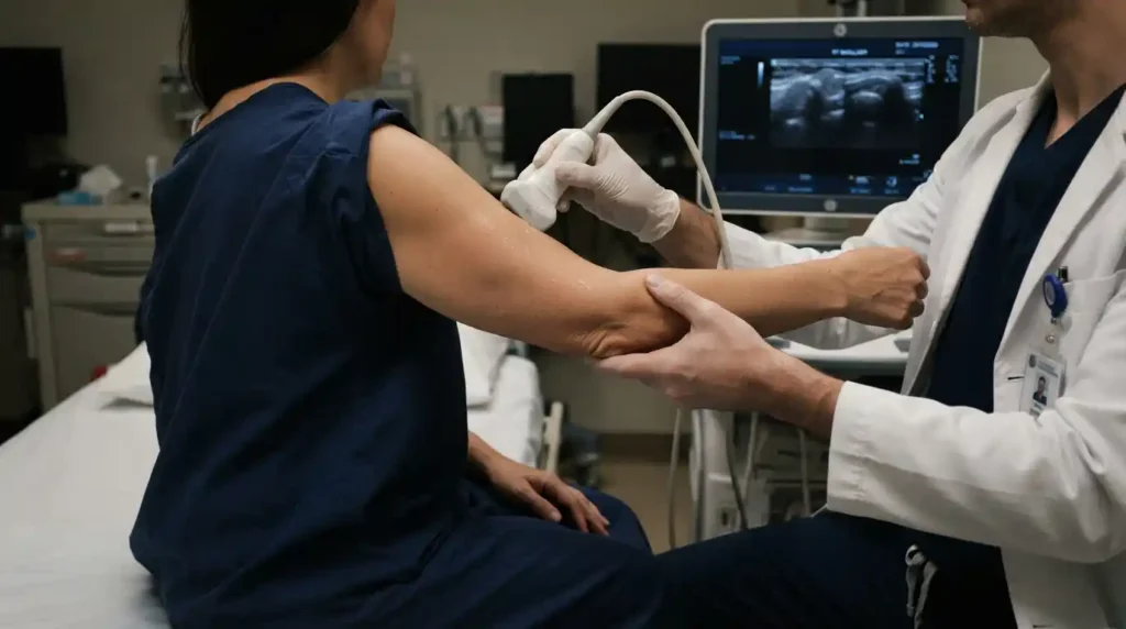 Ultrassom Dinamico No Ombro De Paciente | Dr. Breno Paschoalin Trindade — Radiologista